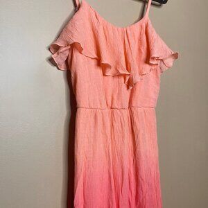 Feminine Flowy Pink/Orange Ombré Summer Dress